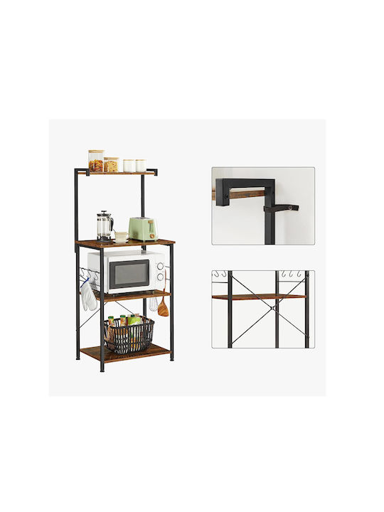 Vasagle Kitchen Rack Metal Brown 3 Slots 60x40x127cm