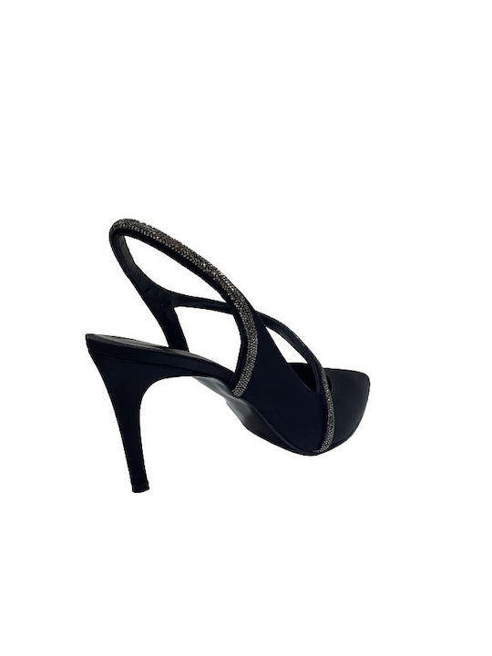 Makis Kotris Pointed Toe Black High Heels with Strap