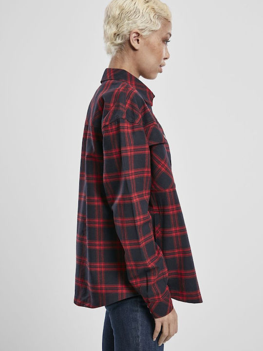Дамско Проверено Син Overshirt Oversized