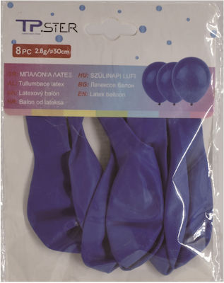 Set of 8 Balloons Latex Blue