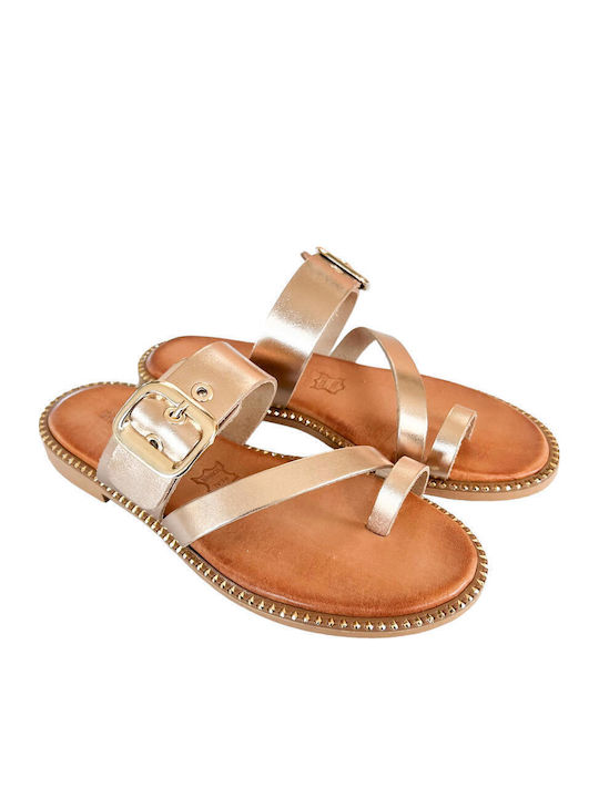 Sandale Casual Damă Din Piele Aurii