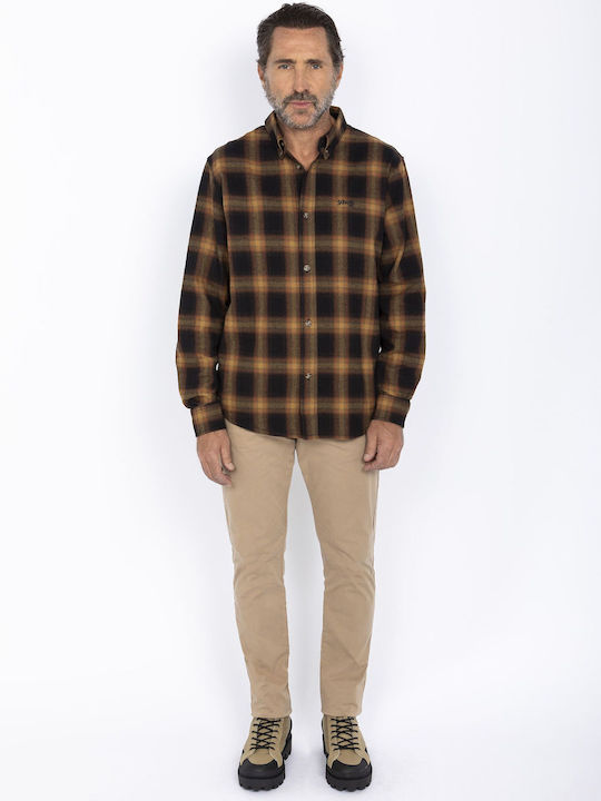 Schott Men's Shirt Long-sleeved Cotton Ochre