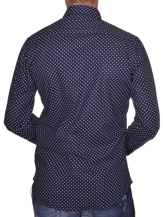 Endeson Fashion Men's Shirt Long Sleeve Blue.