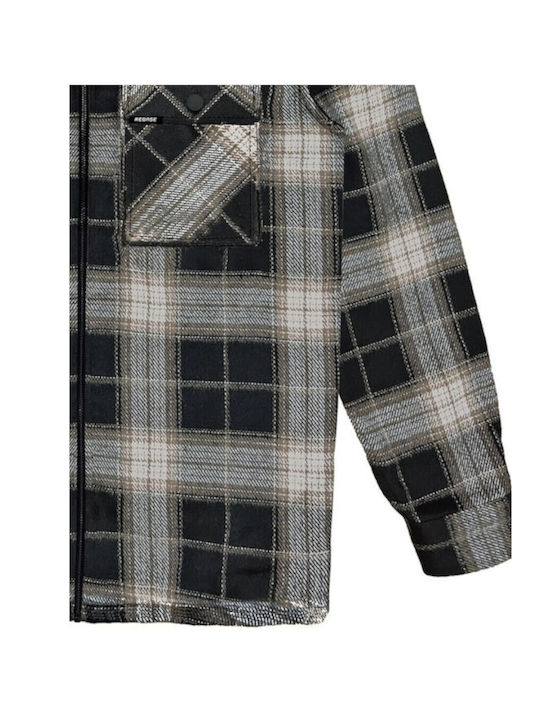 Rebase Men's Shirt Long Sleeve Checked BLACK-CAFE