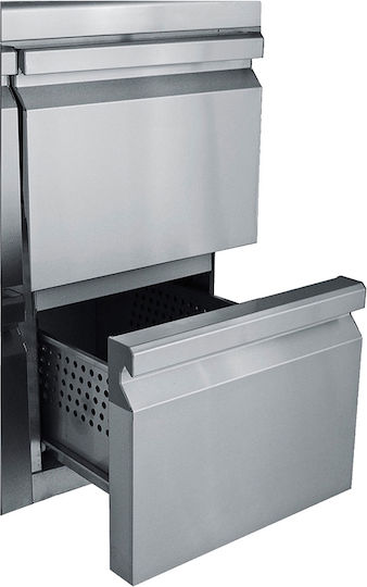 Bambas Frost Edelstahl Kühltisch 431Es mit 6 Schubladen und Kühlaggregat 0/+10°C L185xB70xH85cm