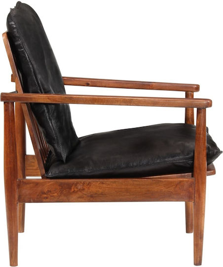 Sessel aus echtem Leder Black 52x65x72cm