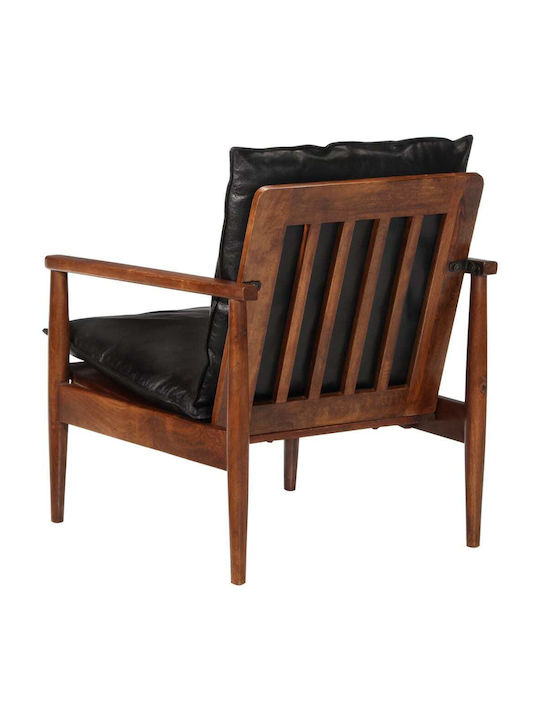 Armchair from Genuine Leather Black 52x65x72cm