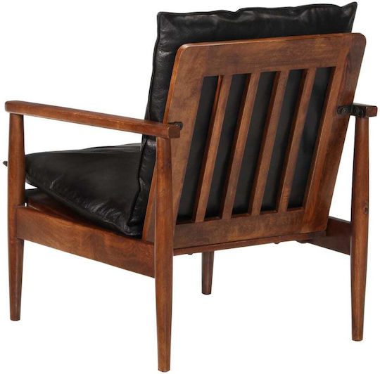 Sessel aus echtem Leder Black 52x65x72cm
