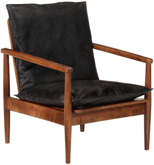 Sessel aus echtem Leder Black 52x65x72cm