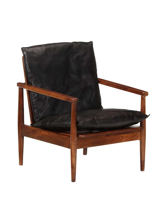 Armchair from Genuine Leather Black 52x65x72cm