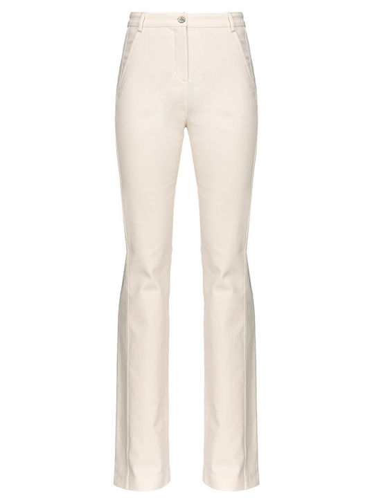 Petreo Women's High-waisted Fabric Trousers Flared Slim Fit Ecru