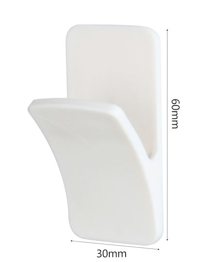 Tpster Plastic Hanger Kitchen Hook with Sticker White 2pcs 32677