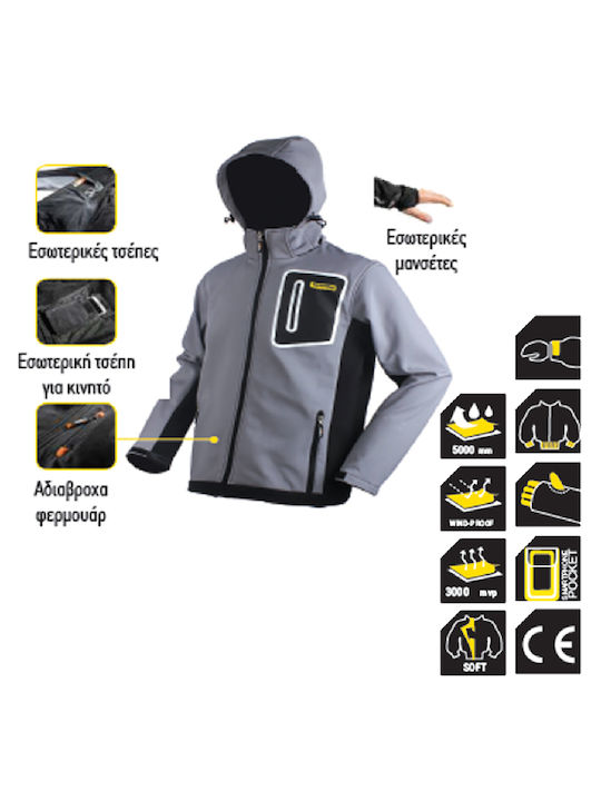Topmaster Μπουφάν Εργασίας Softshell με Κουκούλα Γκρι