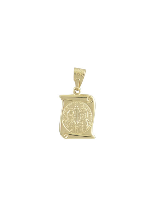 Pendant Kids Talisman Double Sided with Virgin Mary from White Gold 9K N006.2YW.K9