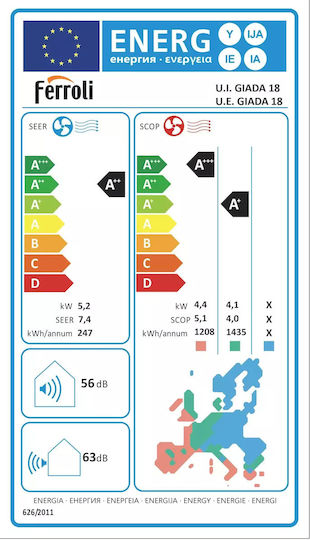 Ferroli Giada Mono Aparate De Aer Condiționat Inverter 18000 BTU A++/A+ Cu WiFi