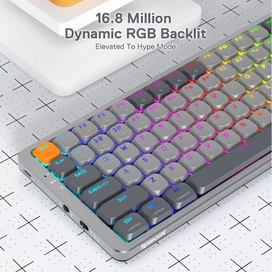 Redragon K652 Pro Ασύρματο Gaming Μηχανικό Πληκτρολόγιο 75% με Custom Red διακόπτες και RGB φωτισμό (Αγγλικό US)