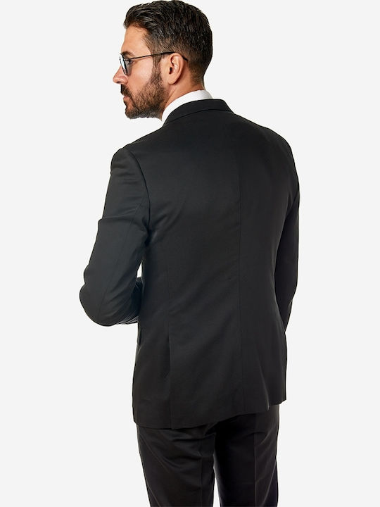 Summer Men's Groom's Suit with Vest Black