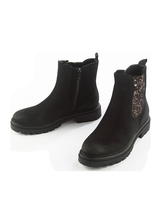 Wildleder Stiefeletten Damen Schwarz