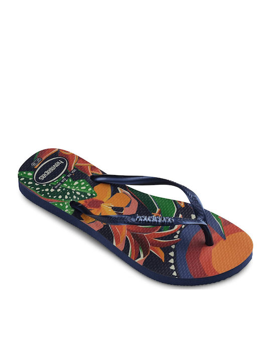 Slim Tropical Σαγιονάρες σε Navy Μπλε Χρώμα