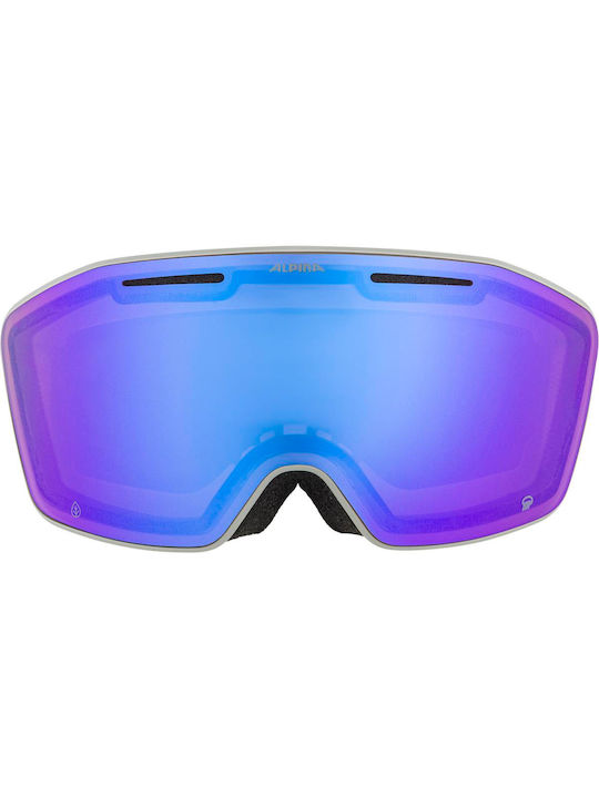 Alpina Q Quattroflex Masca de schi și snowboard Pentru adulți Gri cu Lentilă în culoarea Albastru