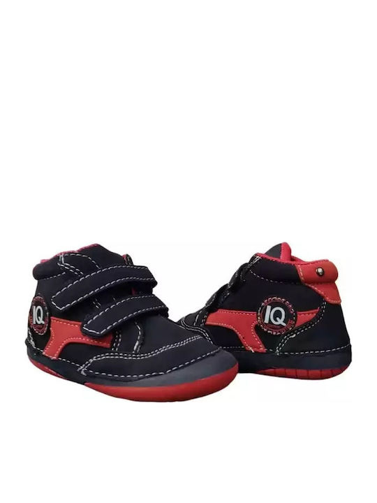 Leather Kids Boots with Velcro Navy Blue