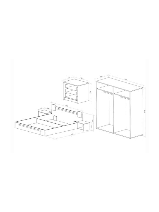 Σετ Κρεβατοκάμαρας Stillo-smart Home 160x200εκ. 3τμχ
