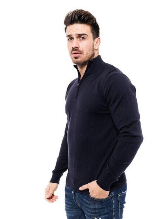 Splendid Herren Langarmshirt Ausschnitt mit Reißverschluss Navy