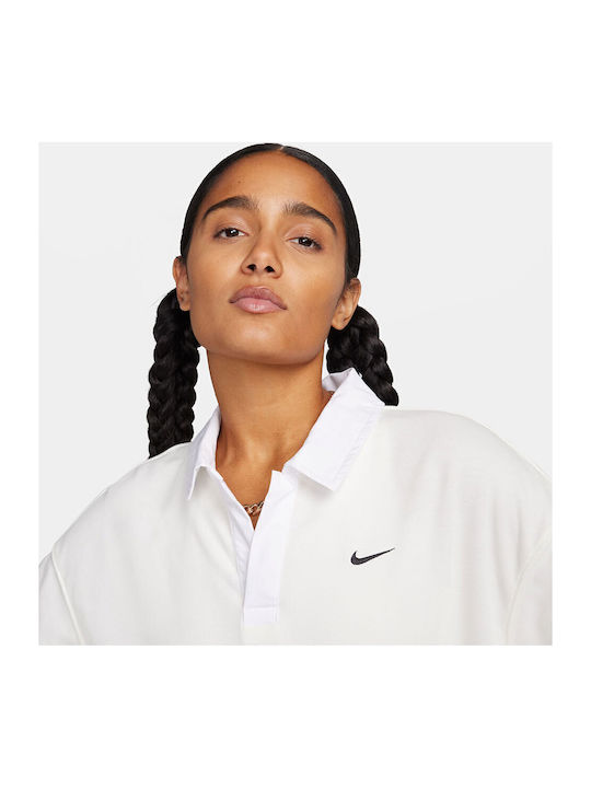 Sportswear Essentials Women's Athletic Polo Blouse Long Sleeve White