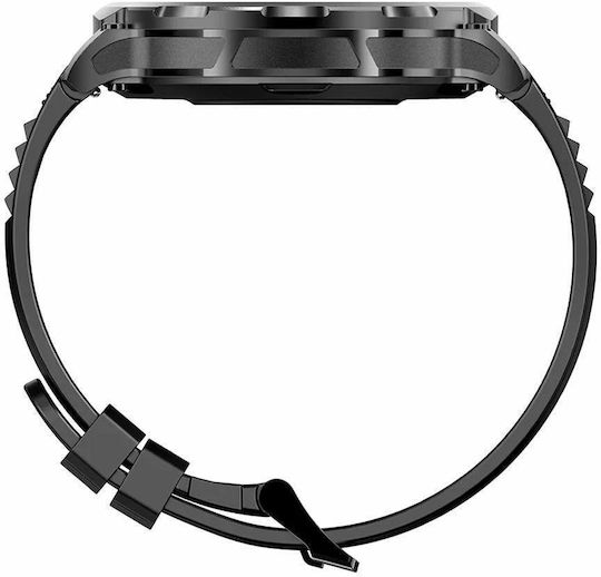 Aoke V69 Smartwatch με Παλμογράφο (Μαύρη Κάσα / Μαύρο Λουρί Σιλικόνης)