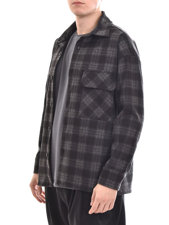 Twin Black Shirt Men's Shirt Long Sleeve Flannel Anthracite