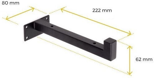 Emuca Heavy-Duty Metallic Corner Shelf Black 222x62mm 2pcs 4101614