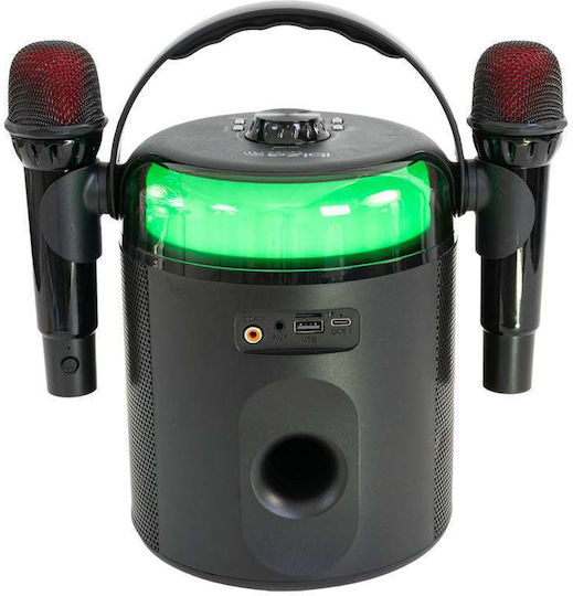 Ibiza Sound Karaoke Speaker with Wireless Microphones and Lighting Effects Karahome Black