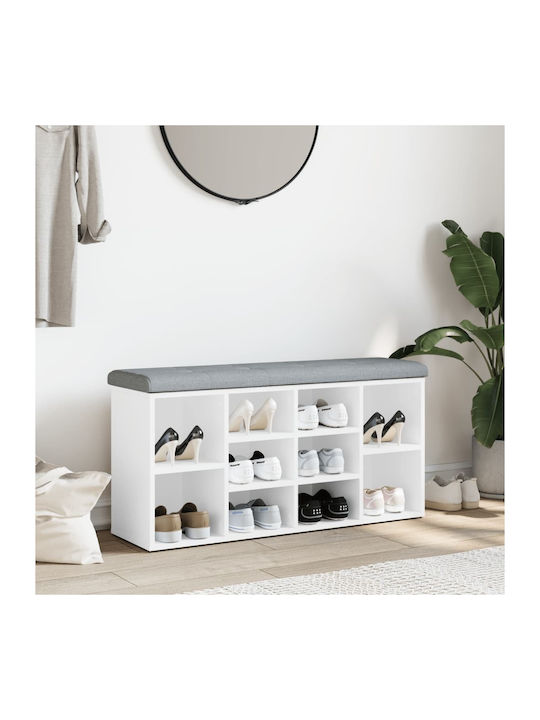 Mobilier de Intrare cu Dulap pentru Pantofi & Bancă Alb 102x32x50cm