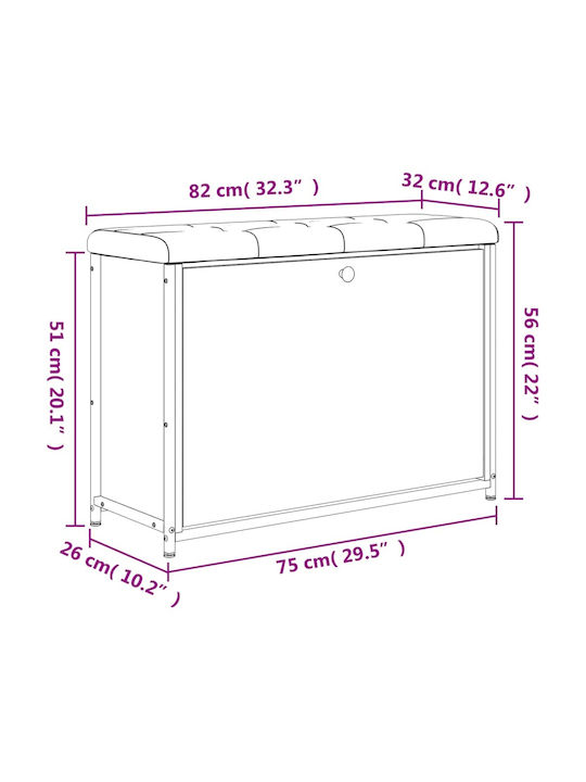 Entry Furniture with Shoe Rack & Bench Smoked Oak 82x32x56cm