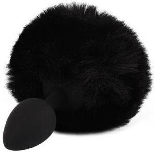 Chisa Novelties Bunny Tail Dop Anal Mici Neagră 6cm