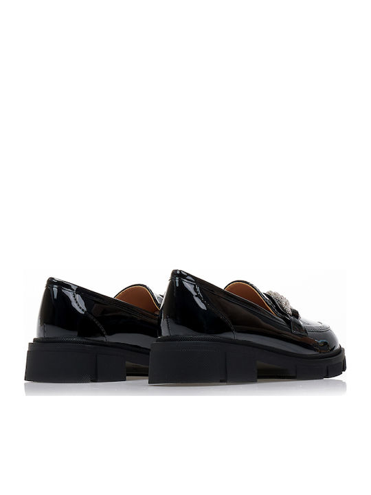 Γυναικεία Oxfords από Λουστρίνι σε Μαύρο Χρώμα