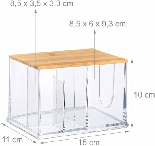 Relaxdays Tabletop Cotton Holder Bamboo Transparent