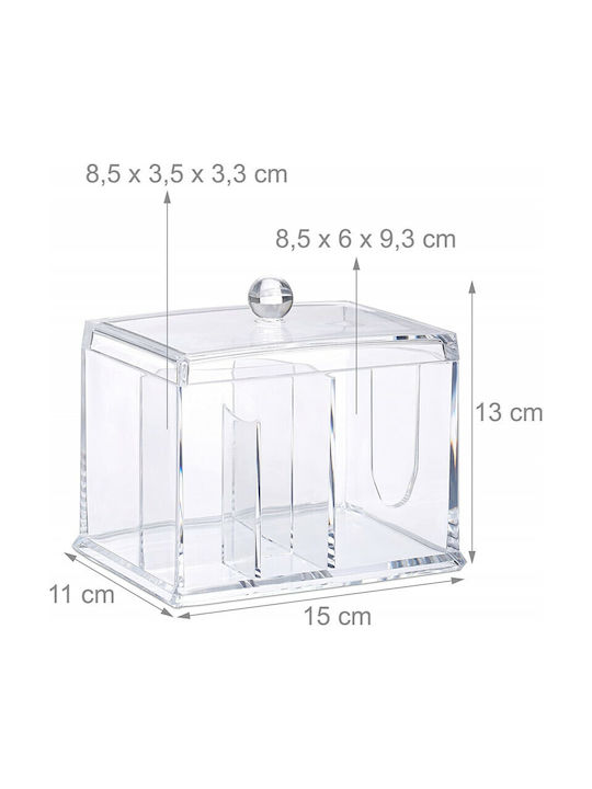 Relaxdays Tabletop Cotton Holder Acrylic Transparent
