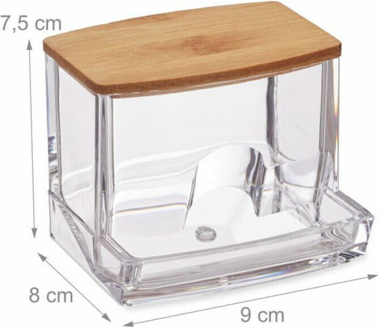 Relaxdays Tabletop Cotton Holder Acrylic Light Brown