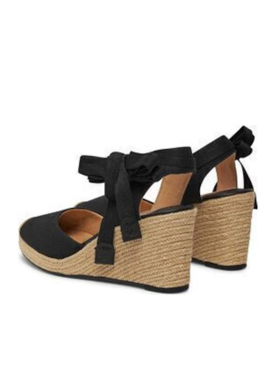 Platforme dama în stil espadrile Negre