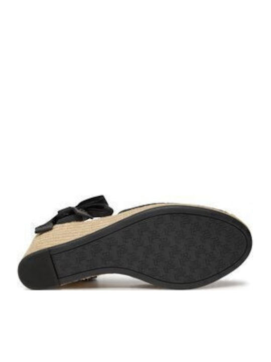 Platforme dama în stil espadrile Negre