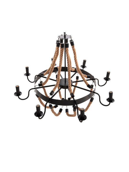 HomeMarkt Πολυέλαιος με Σχοινί Μαύρος HM4178