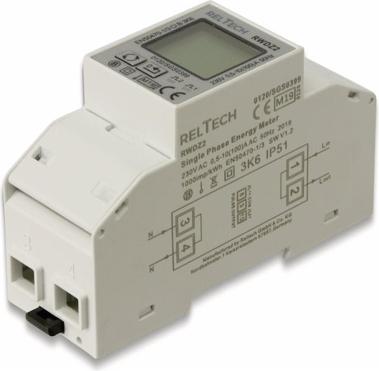 RelTech Rwzd2-mid Κιλοβατοωρόμετρο Ηλεκτρολογικού Πίνακα Ράγας ‎552955