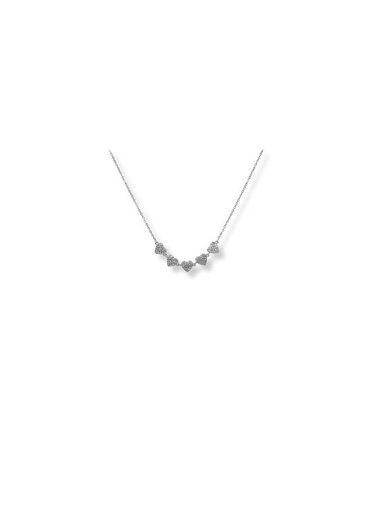 Necklace with design Heart from Steel with Zircon