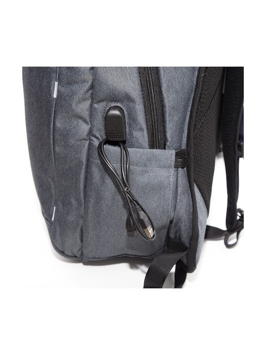 Juxianzi Men's Fabric Backpack with USB Port Gray