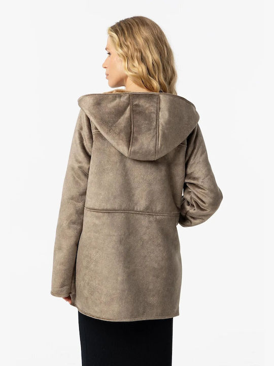 Tiffosi Kurz Damen Puffer Jacke für Winter Coffee.