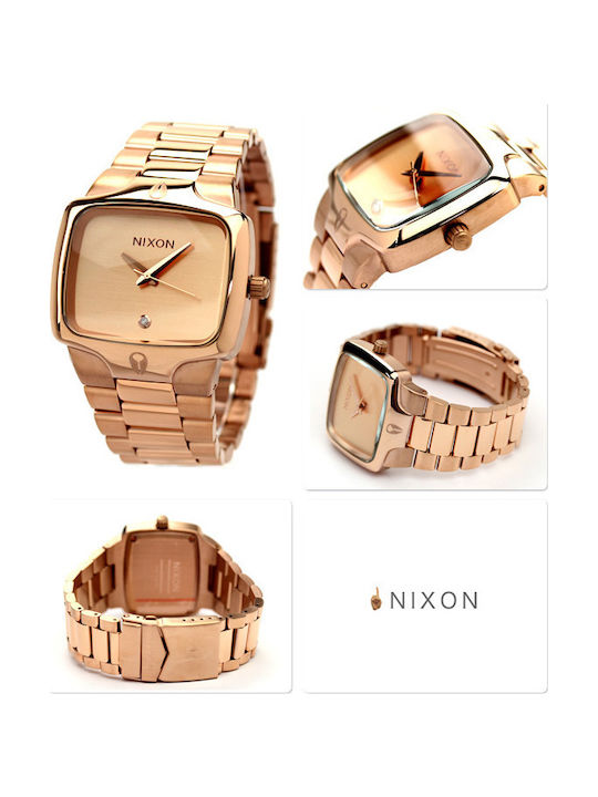 Nixon Γυναικείο Ρολόι 41mm Μπαταρίας με Ροζ Χρυσό Μεταλλικό Μπρασελέ