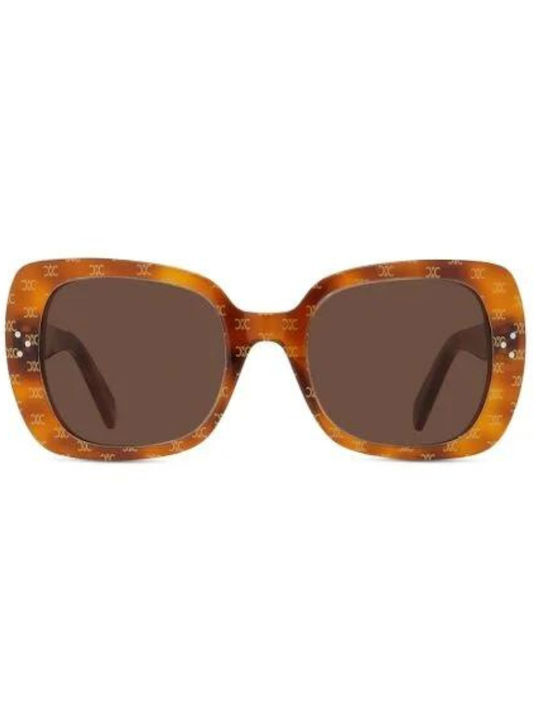 Celine Women's Sunglasses with Brown Tartaruga Plastic Frame and Brown Lens CL40188I-53E