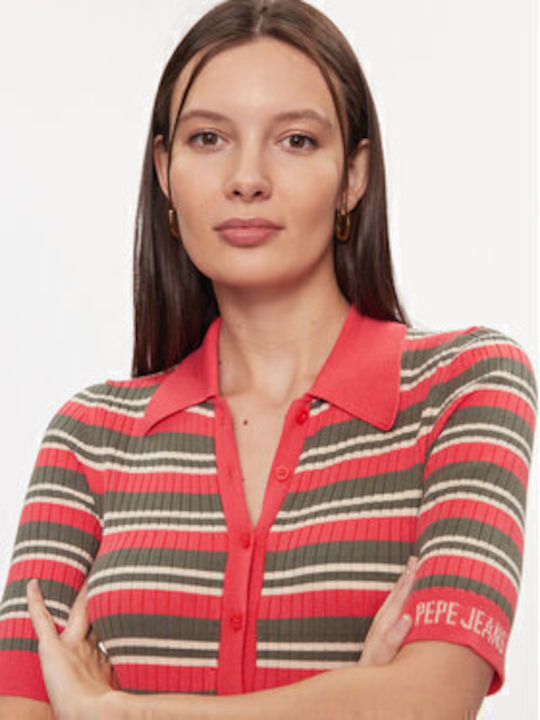 Summer Midi Knitted Dress Red