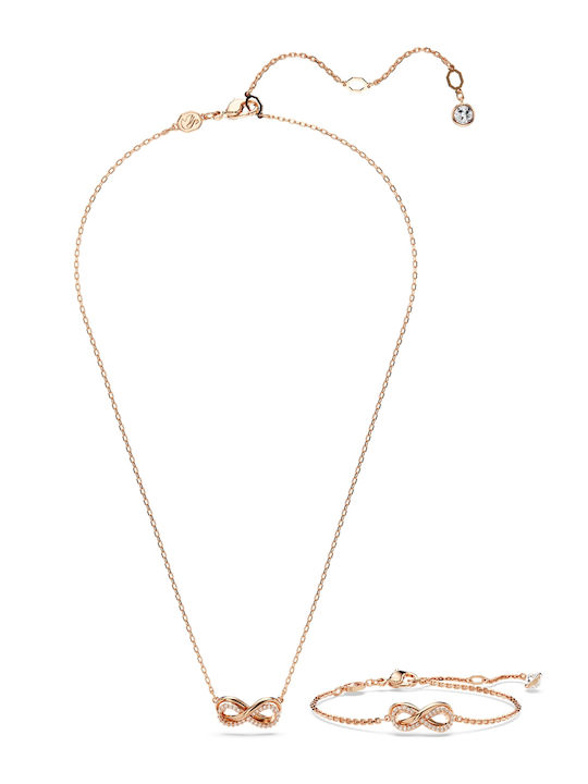 Swarovski Gold Set Bracelet & Necklace with Stones